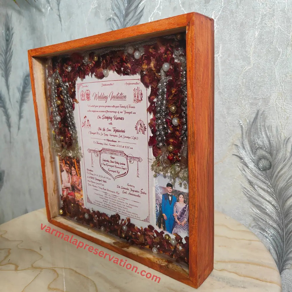 Wedding Card Preservation with Varmala in Resin Photo Frame (10 Inch)