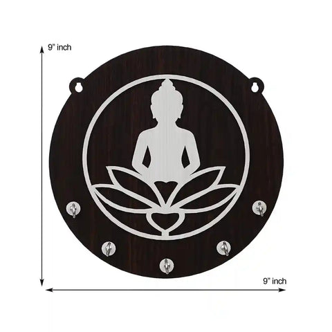Premium Sitting Gautam Buddha Wooden Key Holder For home decor Premium Sitting Gautam Buddha Wooden Key Holder For home decor