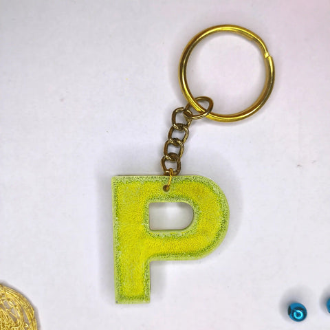 Purchase Personalize Yellow Resin keychains with Stunning P-Initials For Couples Purchase Personalize Yellow Resin keychains with Stunning P-Initials For Couples