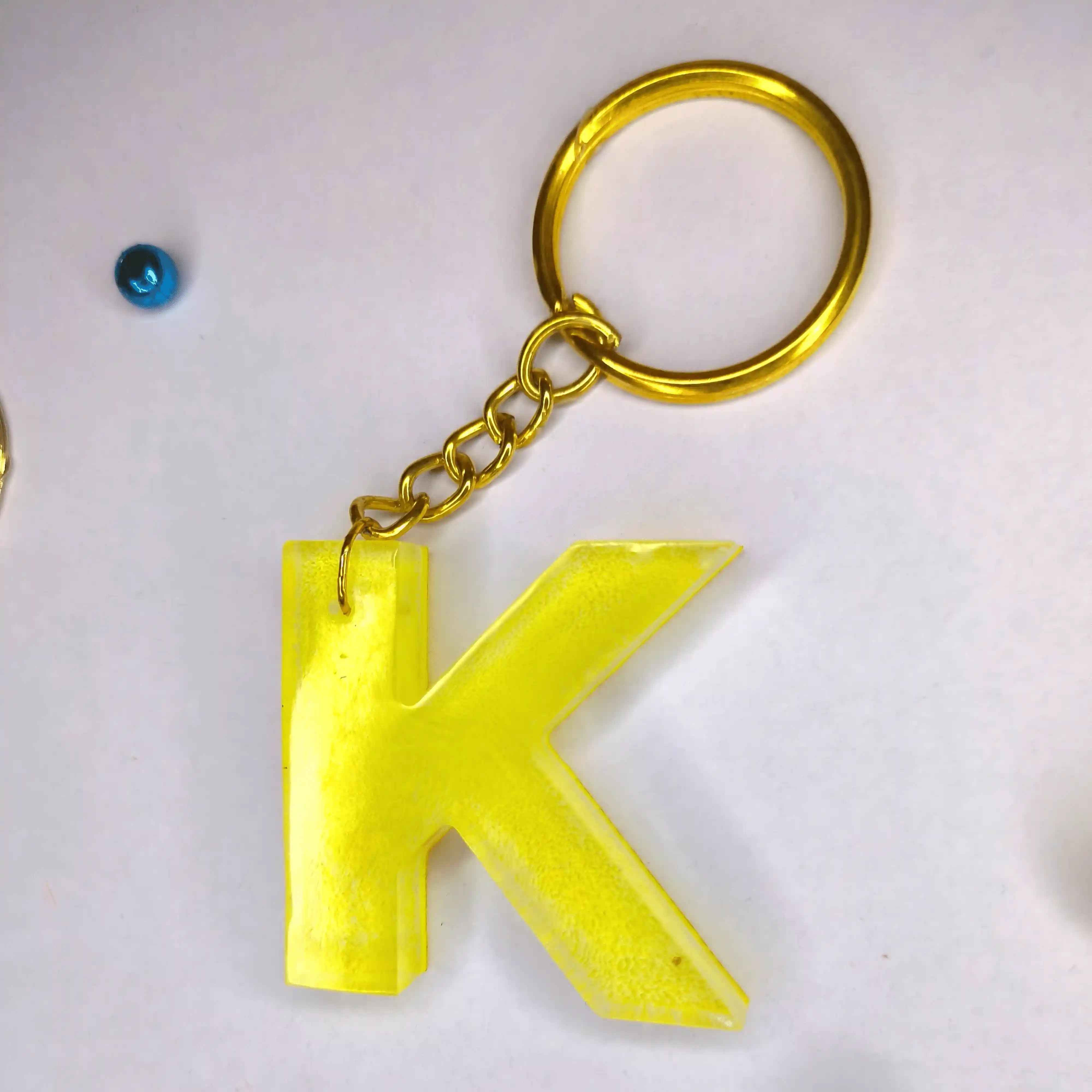 Purchase Trendy yellow resin keychains with k initials Gift for Mother on Mothers Day  Purchase Trendy yellow resin keychains with k initials Gift for Mother on Mothers Day