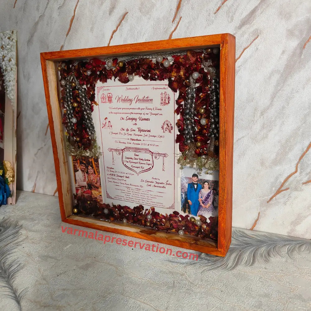 Wedding Card Preservation with Varmala in Resin Photo Frame (10 Inch)