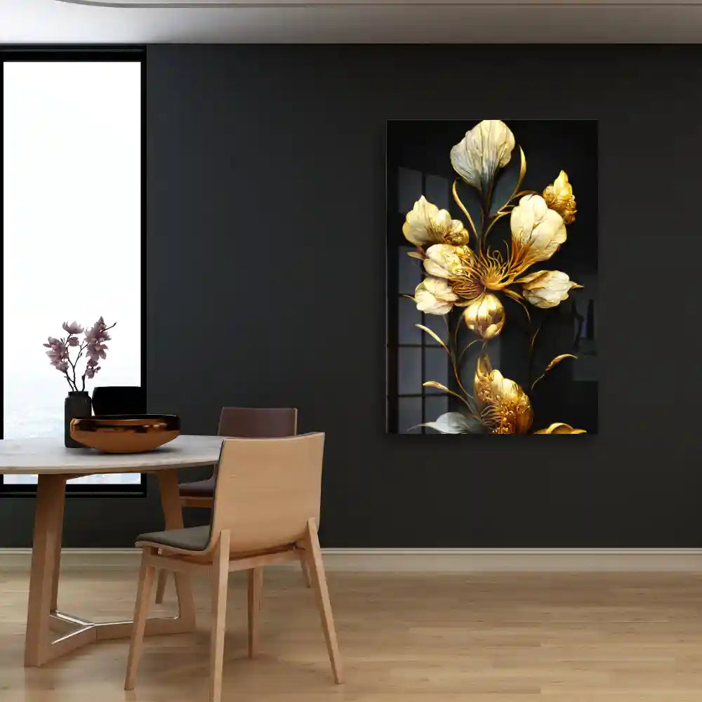 Unique Luxury Golden Flower Acrylic Prints