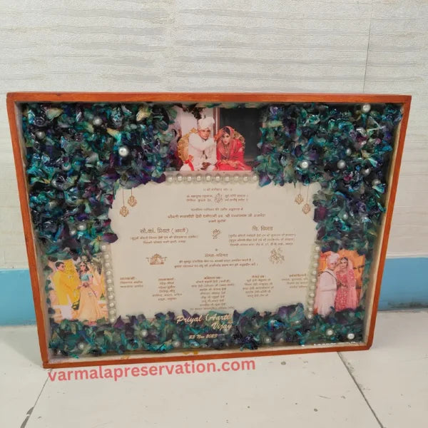 Resin Varmala Preservation with Wedding Card | Wedding Flower Keepsake (11*14 Inch)