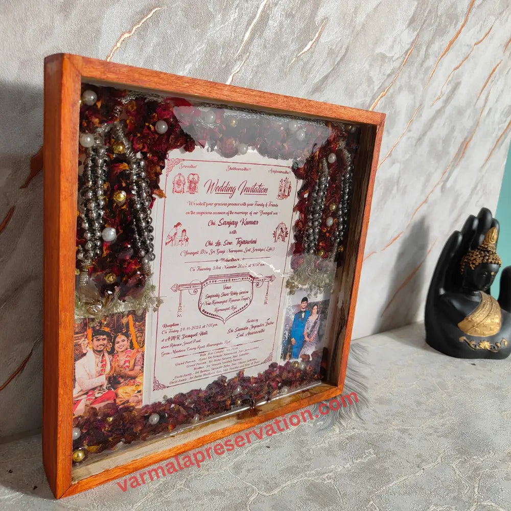 Wedding Card Preservation with Varmala in Resin Photo Frame (10 Inch)