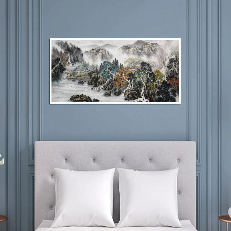 Mountain And Water Abstract Art Canvas Wall Painting