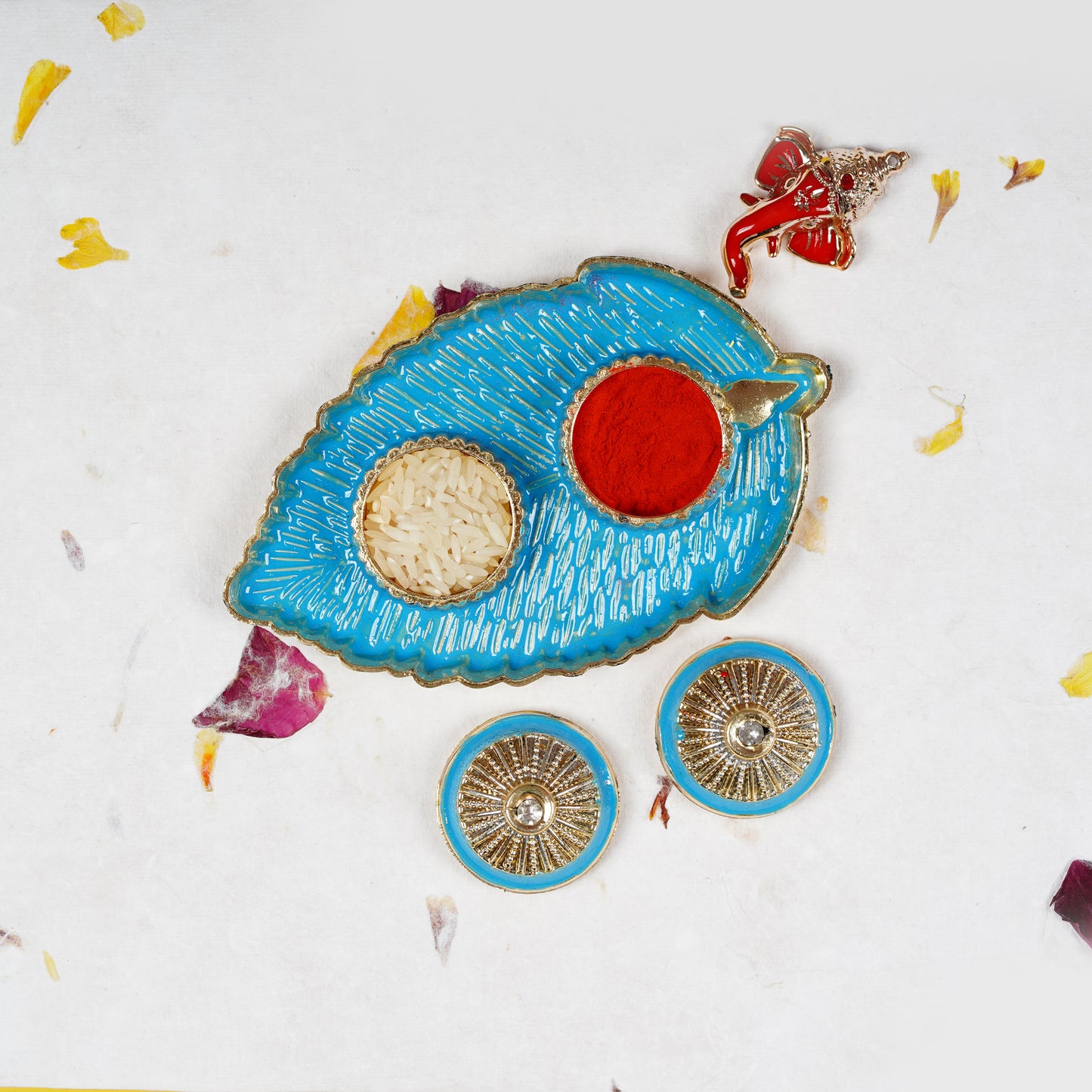 Haldi Kumkum Leaf Shaped Platter