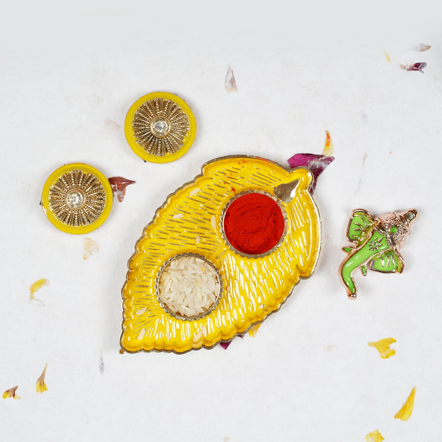 Haldi Kumkum Leaf Shaped Platter