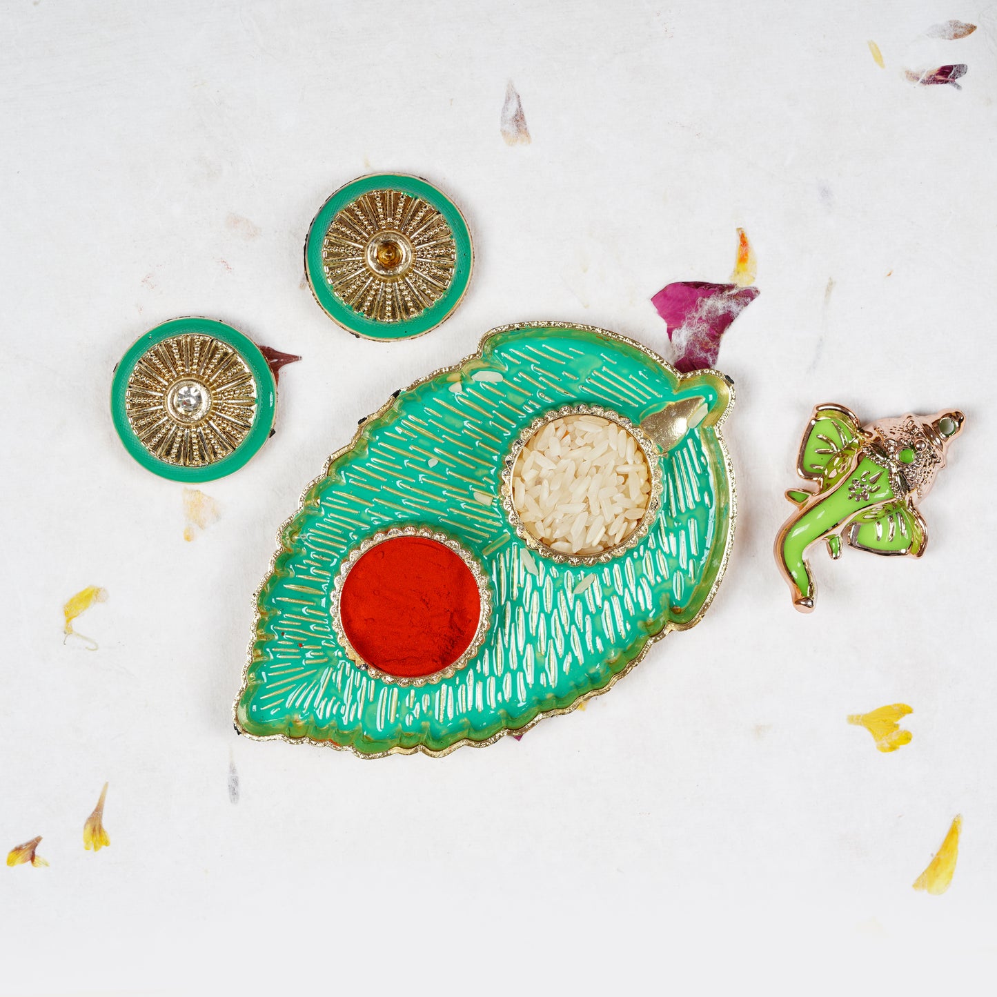 Haldi Kumkum Leaf Shaped Platter
