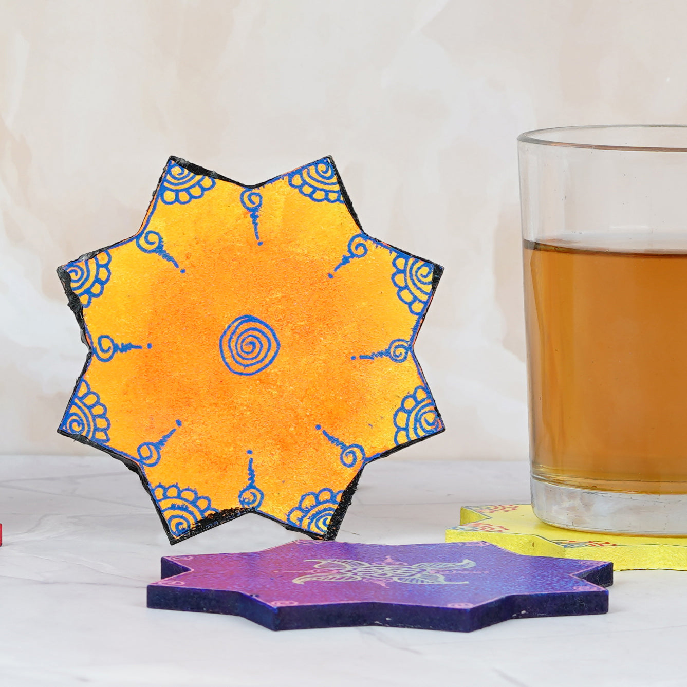 Hand - Painted Tea Coasters Set Of 6