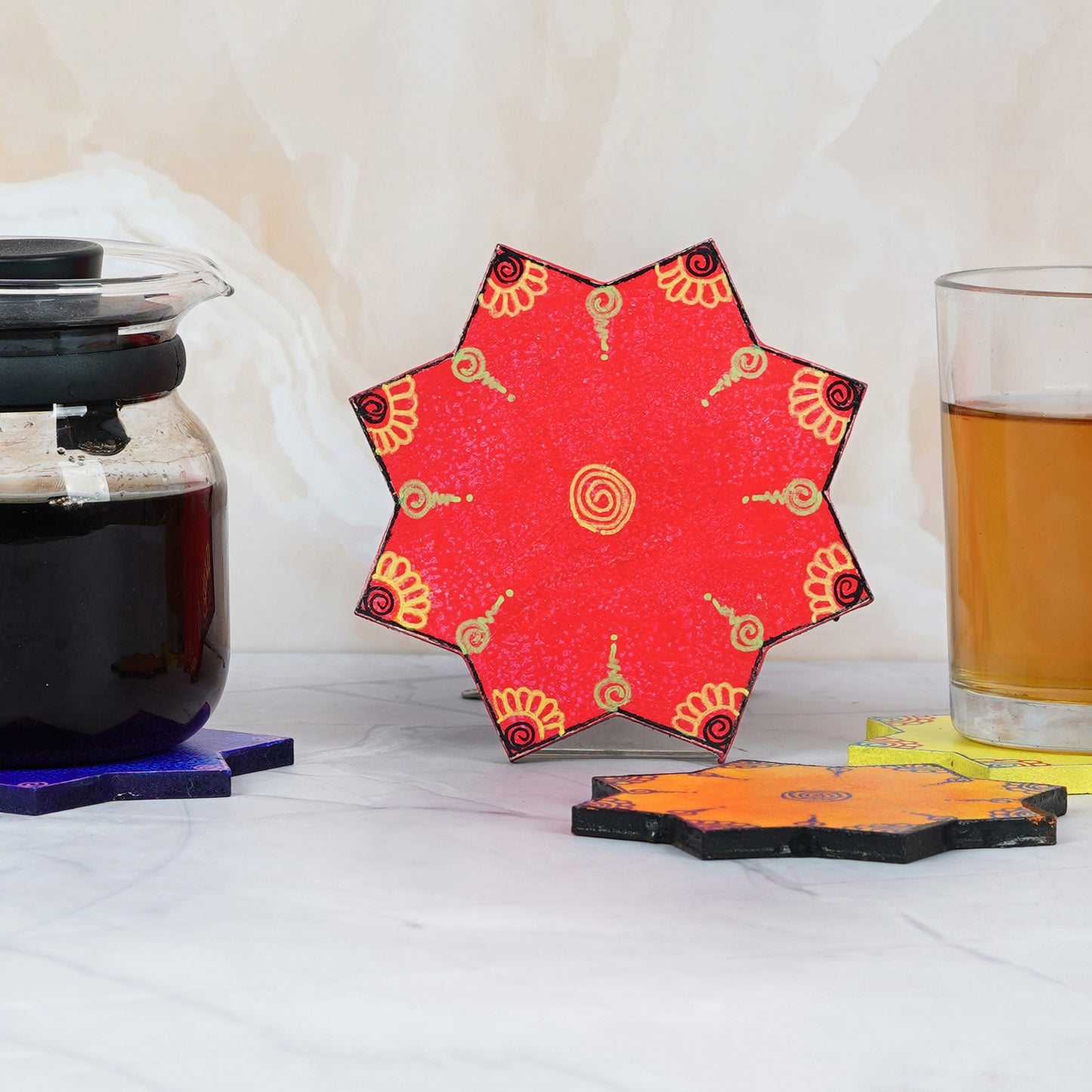 Hand - Painted Tea Coasters Set Of 6
