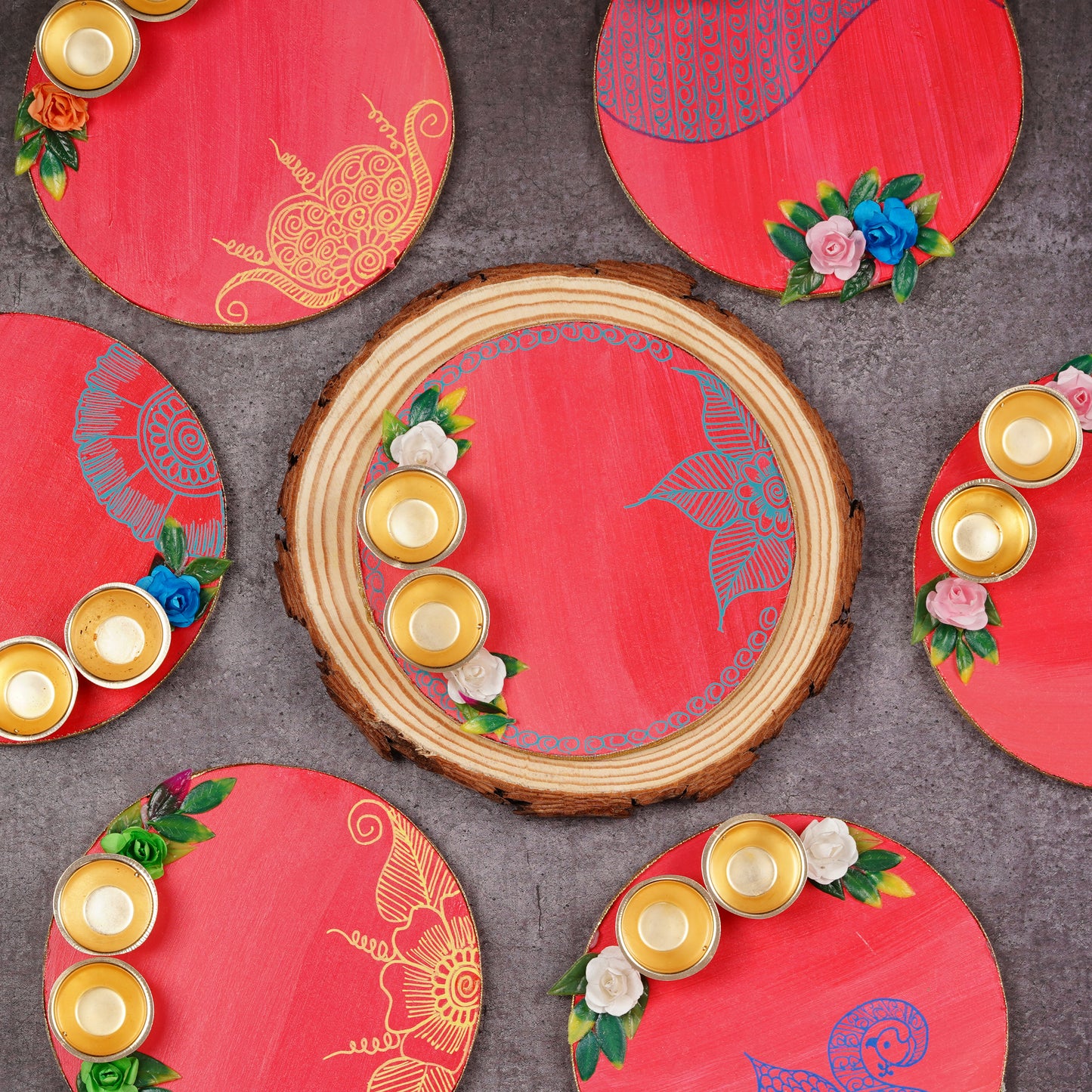 Pink Roli Chawal Platter - Handcrafted