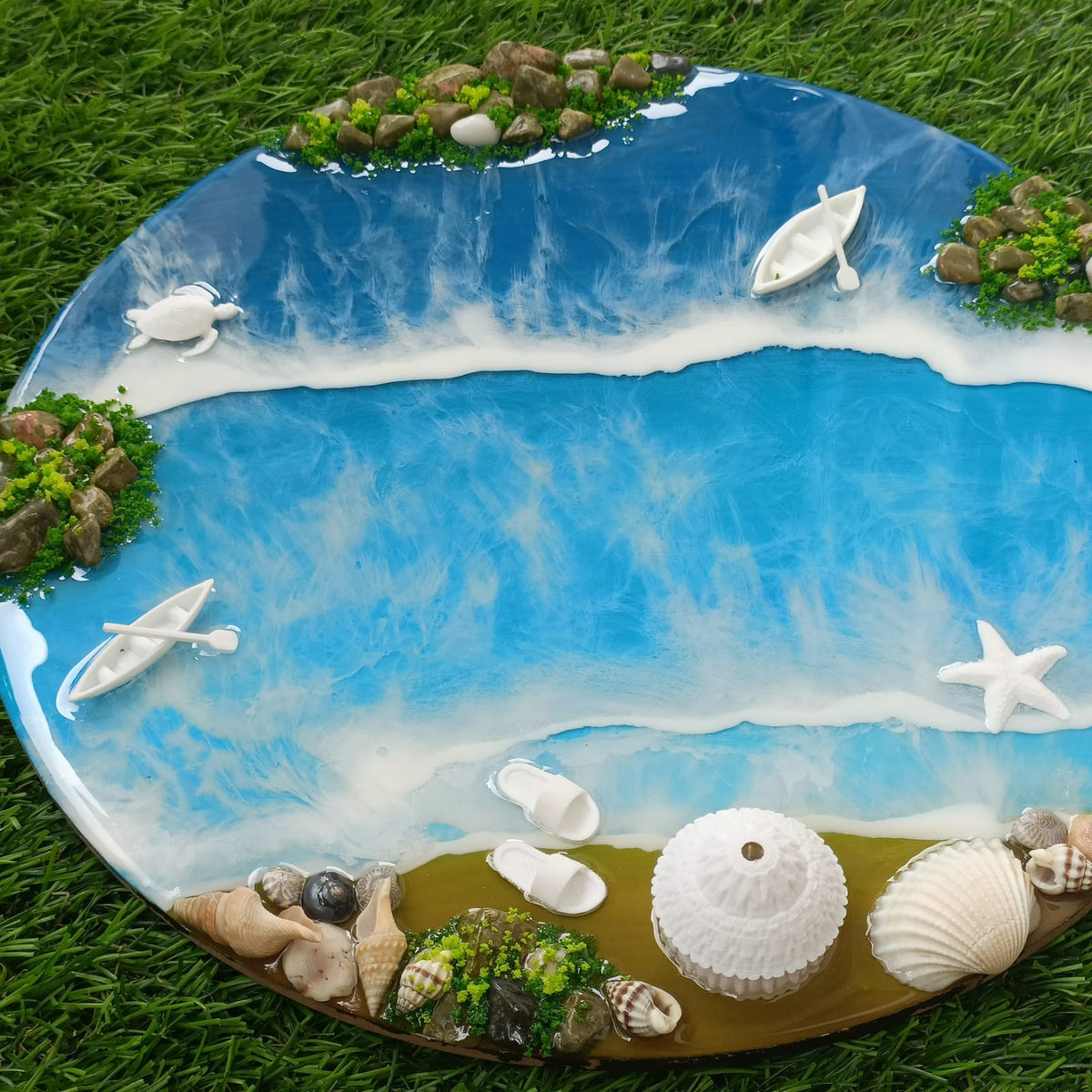Resin Wall Decor With Ocean Beach Effect For Gallery Wall, Corporate Gift, Decorative Purposes, Tabletop Display