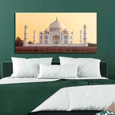 Taj Mahal in Soft Peach Light Canvas Wall Painting, 48x24