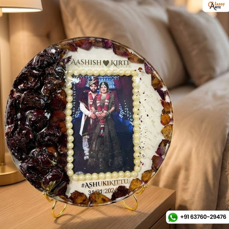 10 Inch 3D Round Varmala Preservation Frame with Photo