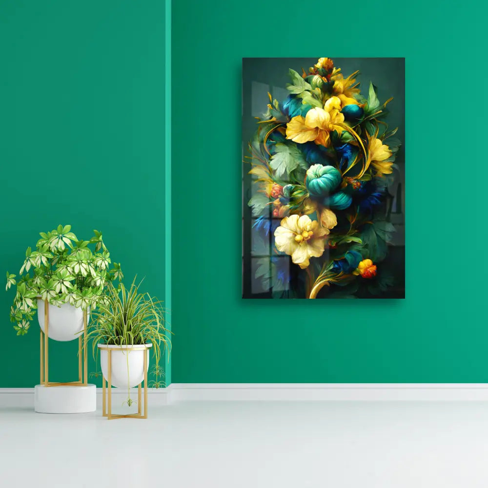Floral Background In Baroque Style Acrylic Wall Art