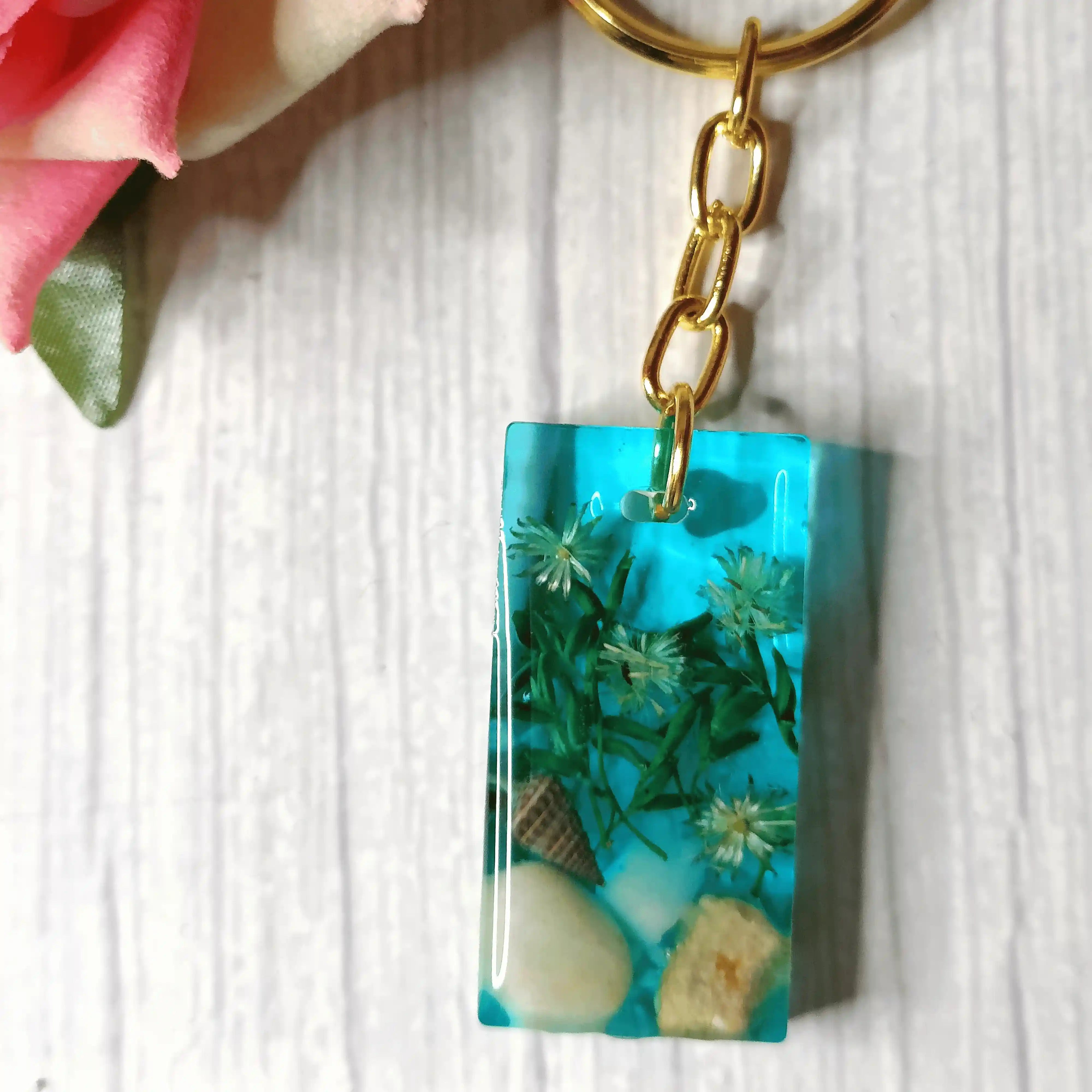 Buy Personalized Resin Keychains With Flower Preservation & Natural ...