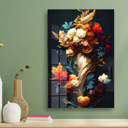 Retro Decorative Flower Acrylic Wall Art in Gold, Red and Blue