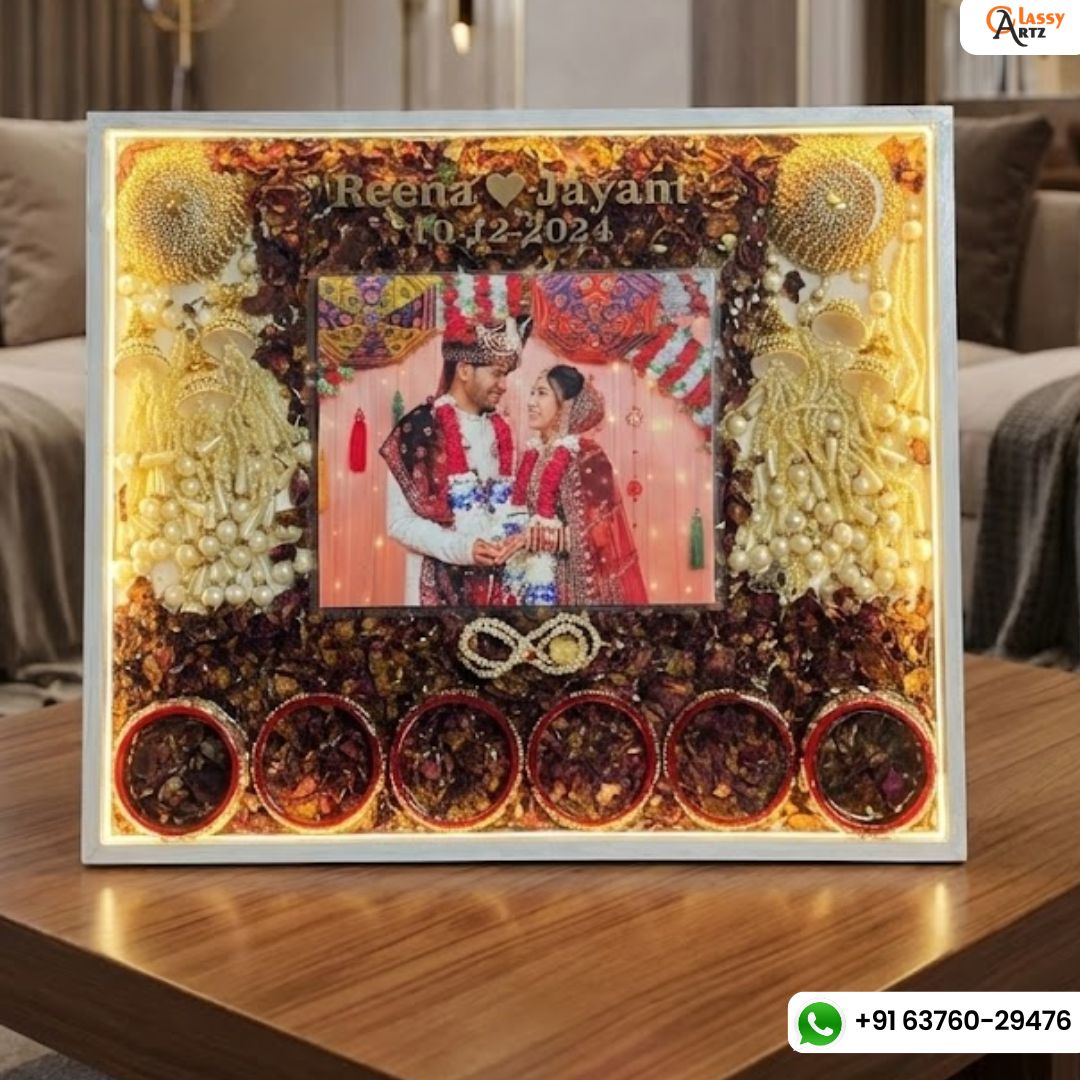 14-Inches LED Wooden Frame | Kaleera & Flowers Preservation