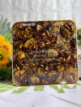 Resin 6inch Block with Lotus Flowers & Red roses petals with Name & Date Varmala Preservation