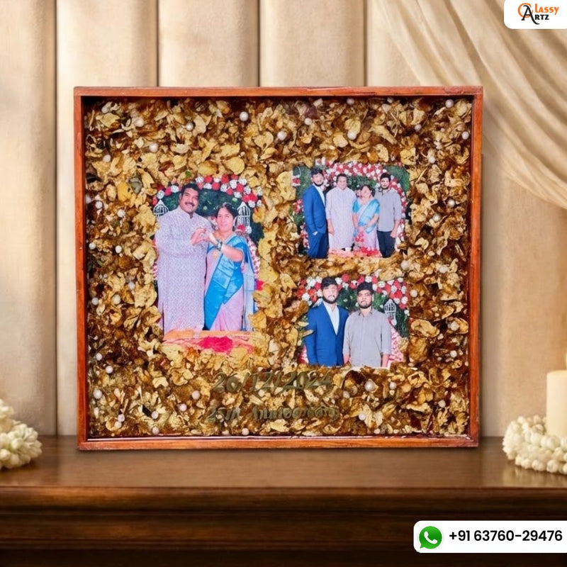 15 by 18 inches Wooden Frame with Preserved 25th Anniversary Memories
