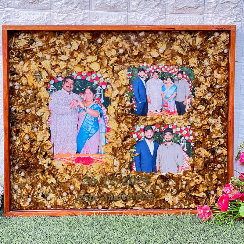15 by 18 inches Wooden Frame with Preserved 25th Anniversary Memories