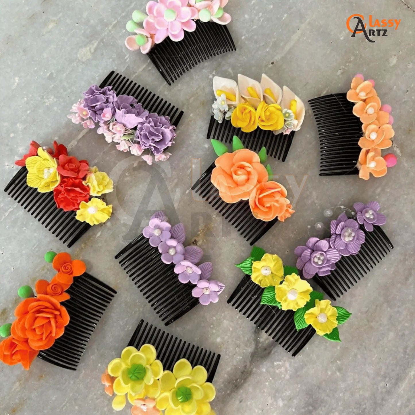 Buy Set Of 3 Trendy Japanese Clay Hair Comb Pins