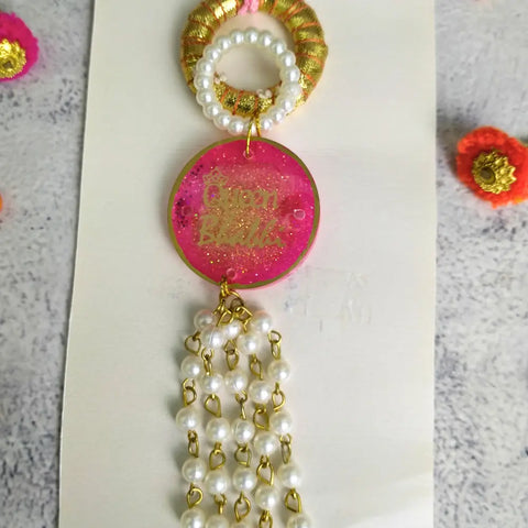 Pink Resin Couple Rakhi For Bhaiya Bhabhi (King and Queen)