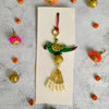 Lumba Bhabhi Rakhi White & Gold Pearls Green Parrot