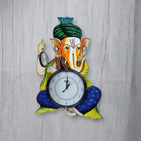 God Ganesha Antique Designer Wooden Wall Clock