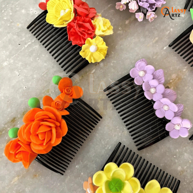 Buy Set Of 3 Flower Women Hair Comb Clip