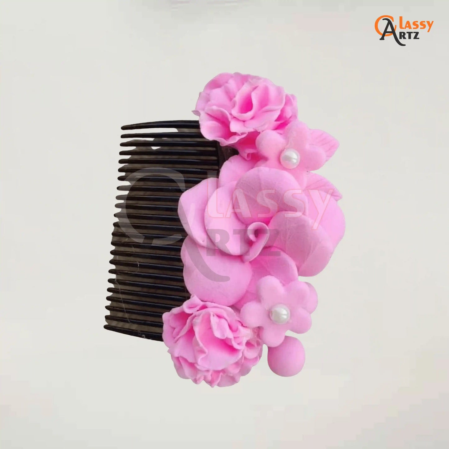 Fancy Set Of 3 Clay Flowers Hair Clips For Party