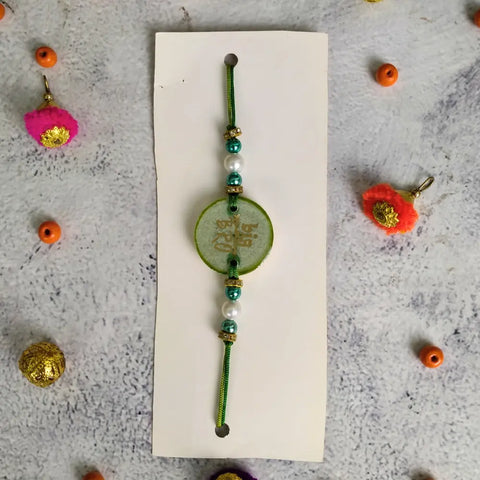 Light Green Resin Couple Rakhi For Big Bhaiya Bhabhi