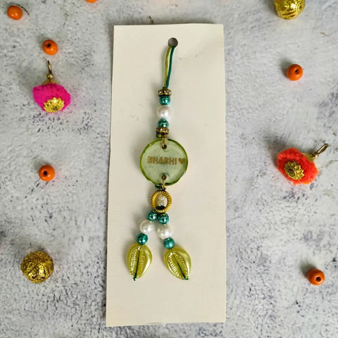Light Green Resin Couple Rakhi For Big Bhaiya Bhabhi