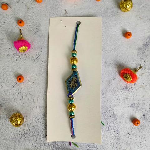 Purple & Gold Resin Couple Rakhi For Pyara Bhaiya Bhabhi (Set Of Two)