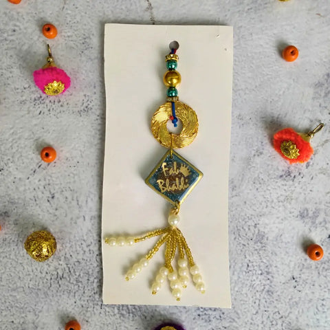 Purple & Gold Resin Couple Rakhi For Pyara Bhaiya Bhabhi (Set Of Two)