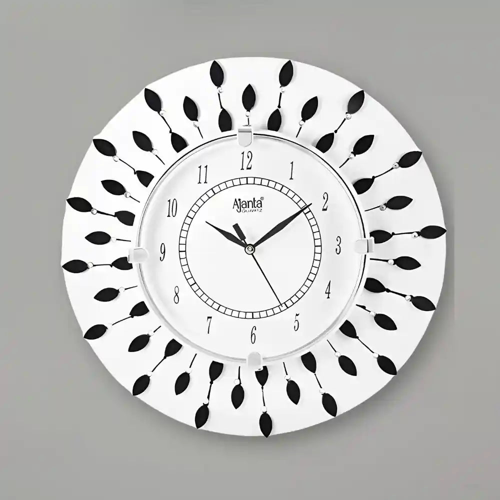 Diamond Selver Round Shape Designer Wall Clock, Fancy Stylish Antique Wooden Clock Hand Made Multicolor Wall Clock