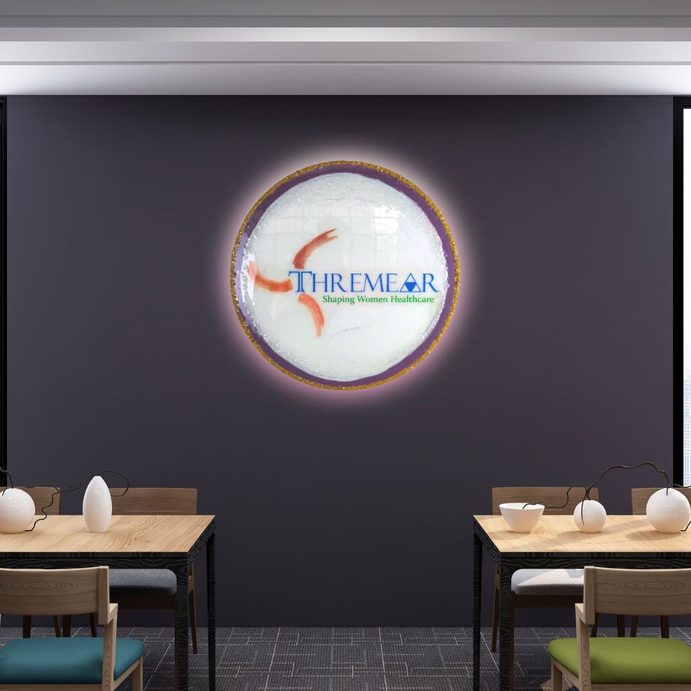 Custom Round Resin Reception Wall Nameplate with Light
