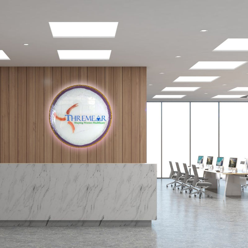 Custom Round Resin Reception Wall Nameplate with Light