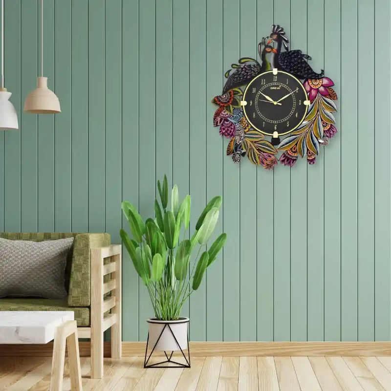 Decorative Colorful Peacock Wall Clock