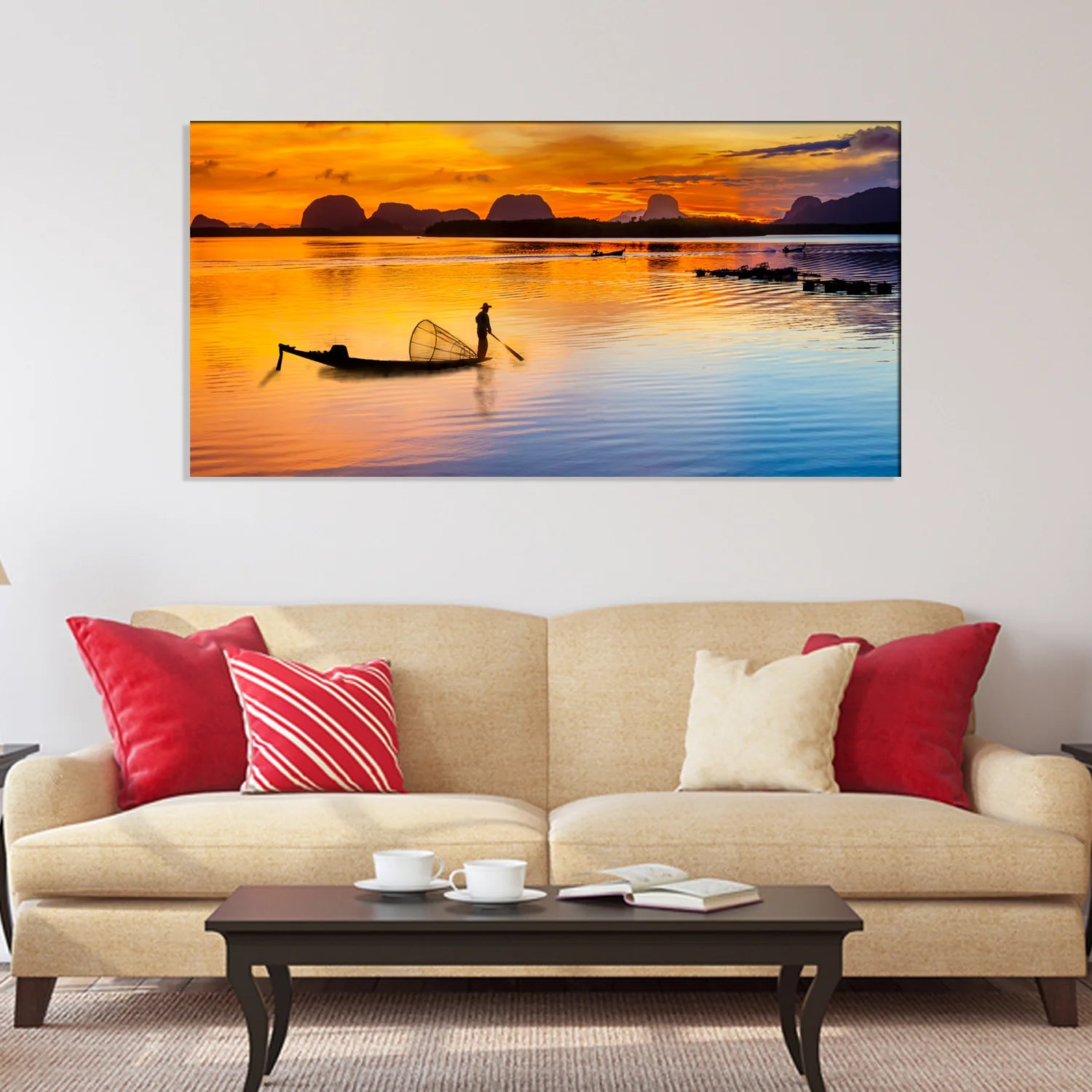 Sunset River View Canvas Print Wall Painting