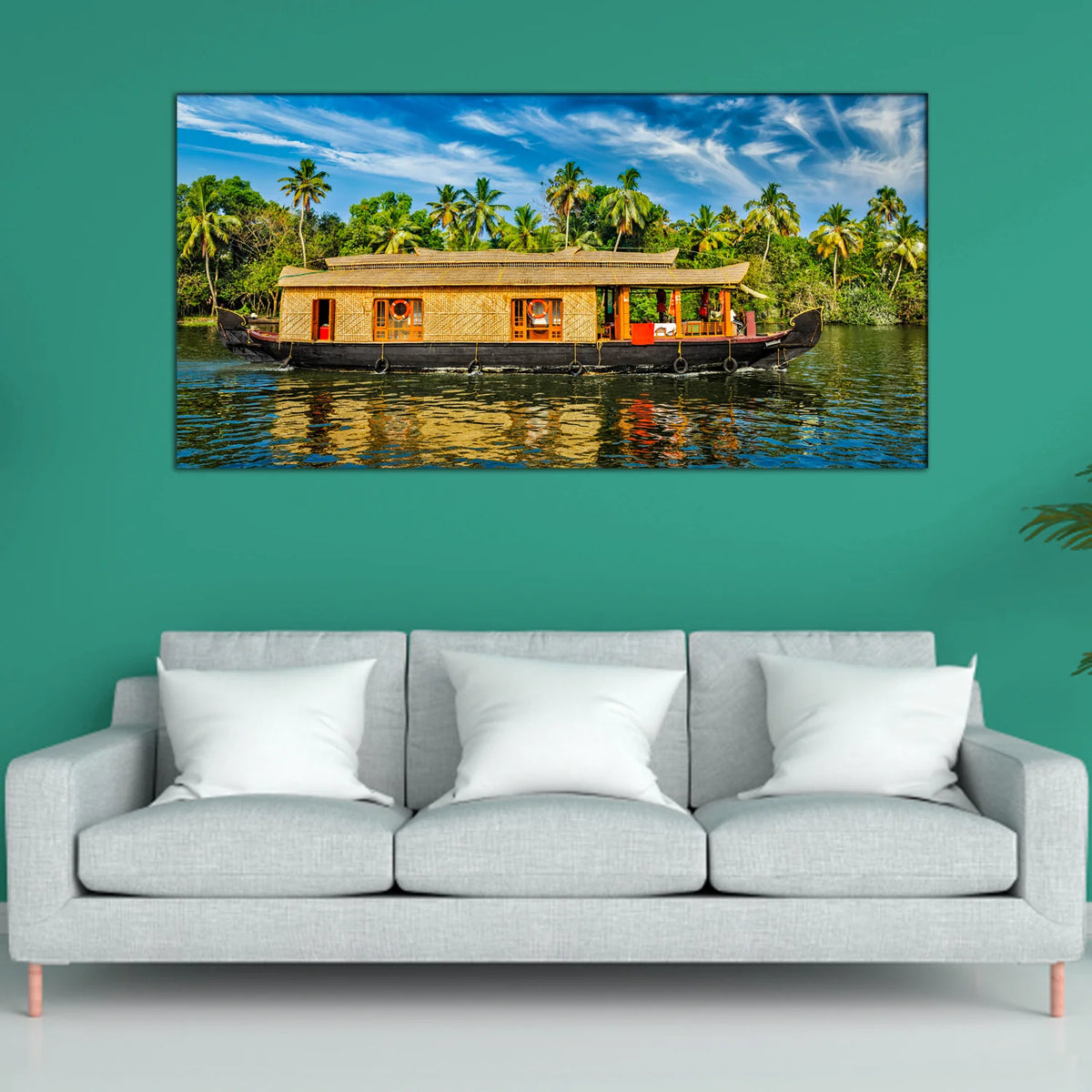 Kerala Houseboat Canvas Wall Painting