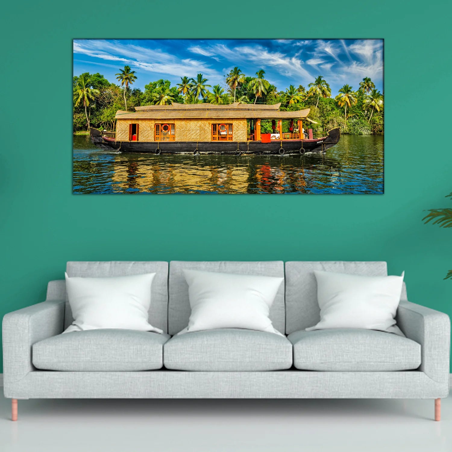 Kerala Houseboat Canvas Wall Painting