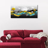 3D Modern Landscape Moon Golden Trees Colorful Wavy Mountains Canvas Print Wall Painting