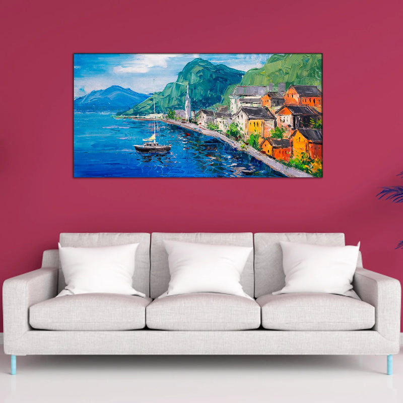 Mountain & River Abstract Canvas Wall Painting