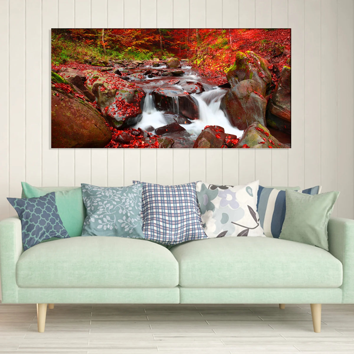 Autumn Waterfall Canvas Wall Painting
