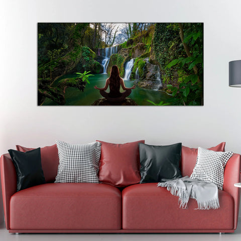 Meditation Waterfall Canvas Wall Art Painting