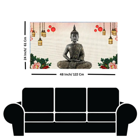 3D Buddha Religious Modern Canvas Wall Painting | Religious Wall Hanging | Spiritual Buddha Home Decor (48x24 Inch)
