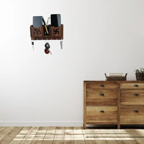 Om Swastik Key Holder with Storage Box Mobile Holder & Pen Holder