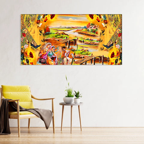 Rural Life Folk Art Canvas Wall Painting