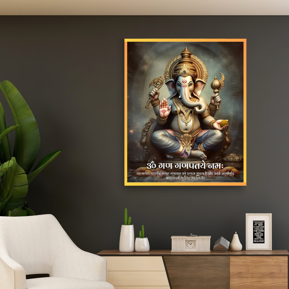Lord Ganesh Gana Ganapatiye Namah Mantra Wall Art